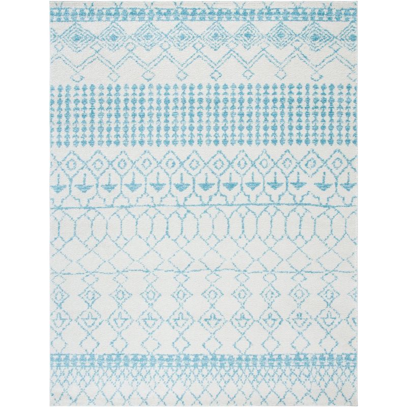 Ivory and Turquoise Hand-knotted Wool 6' x 9' Area Rug