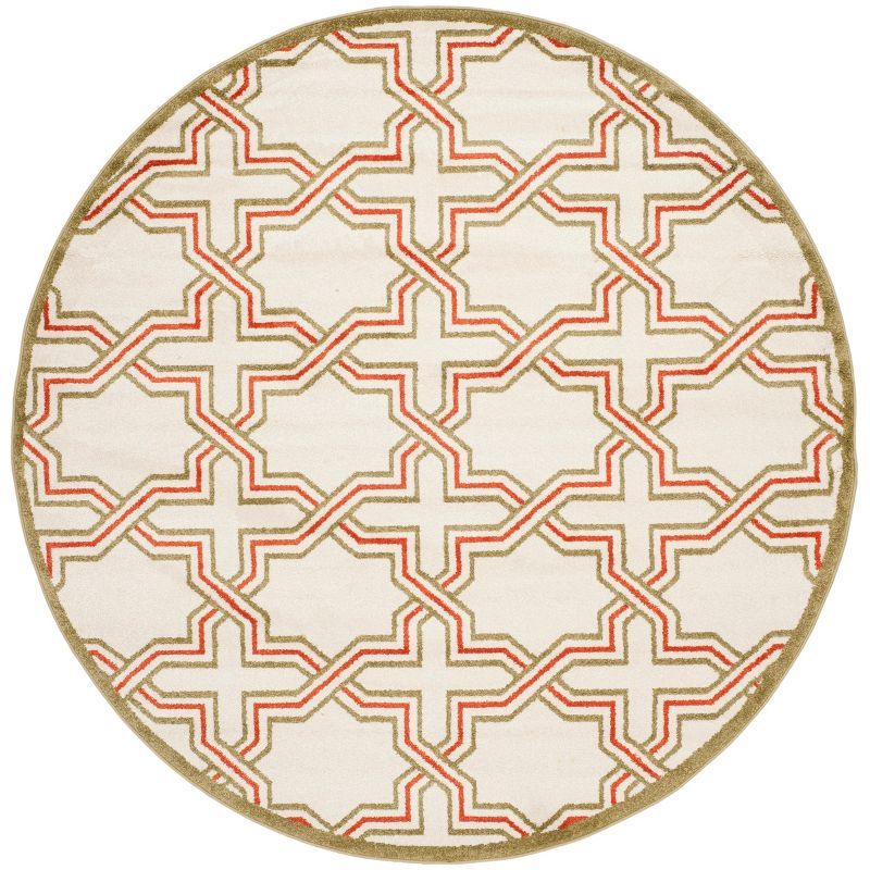 Amherst Hand-Knotted Ivory & Light Green Geometric Round Rug