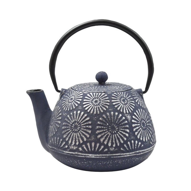 Hani Blue and Silver Cast Iron Teapot with Infuser, 40 oz.