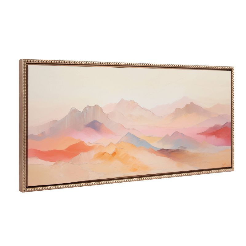 Soft Pastel Mountain Abstract Framed Canvas Wall Art