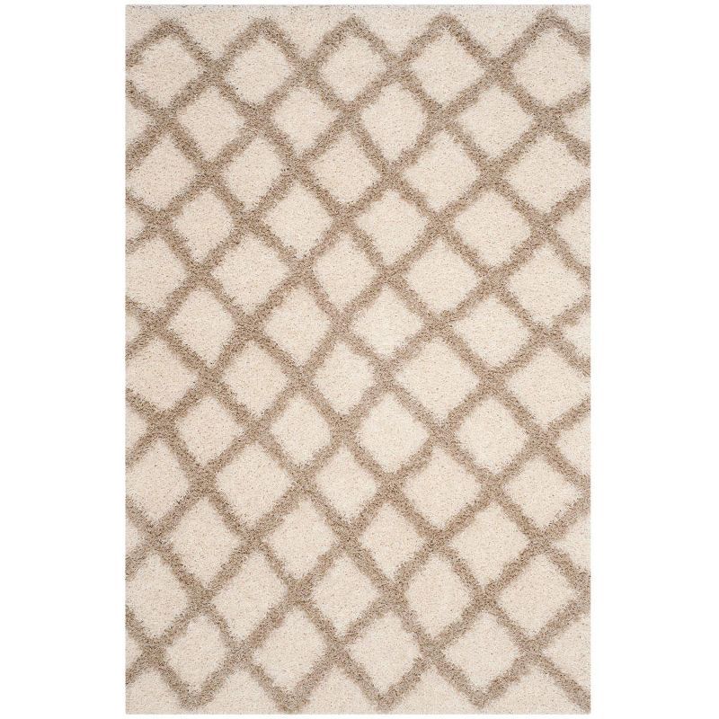 Ivory and Beige High Pile Shag Area Rug