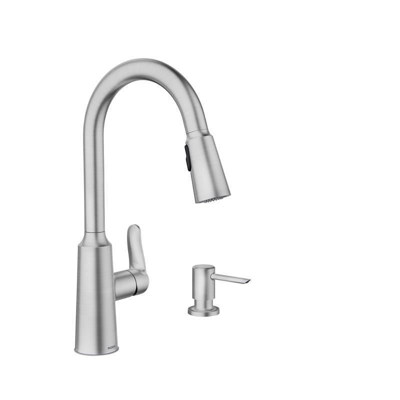 Stainless Steel High Arc Pulldown Kitchen Faucet with Soap Dispenser