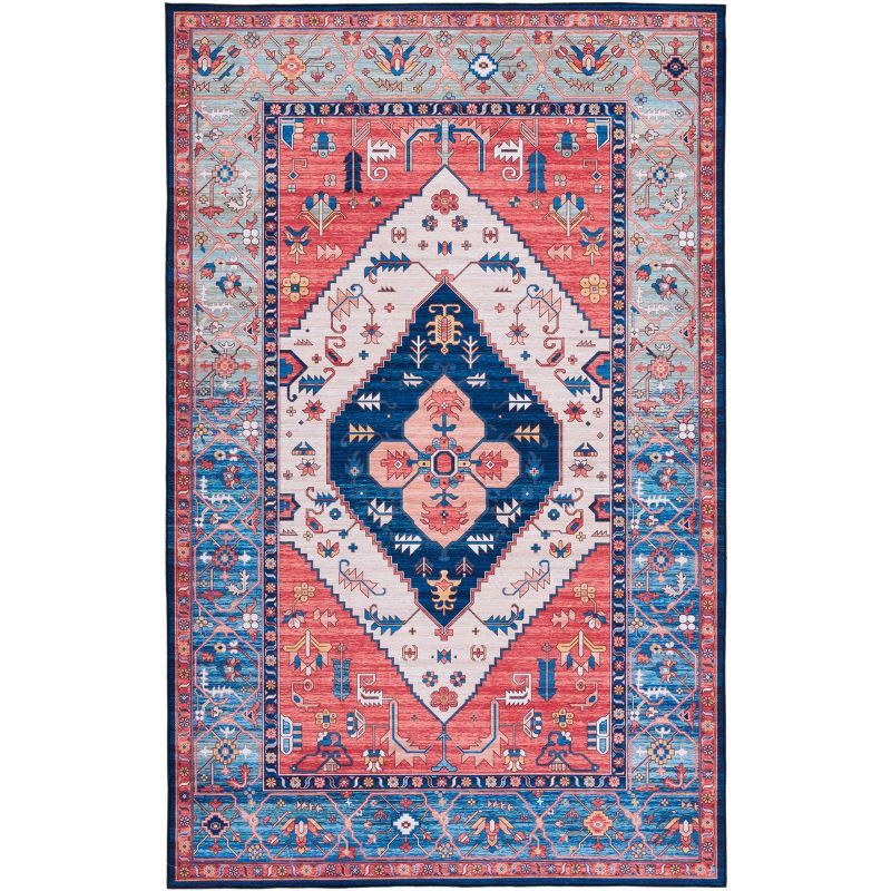 Tucson Blue Rectangular Easy-Care Synthetic Area Rug - 3' x 5'