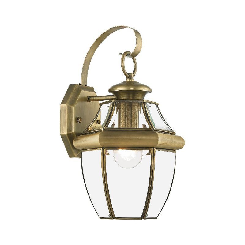 Antique Brass Direct Wired Lantern Sconce with Beveled Glass