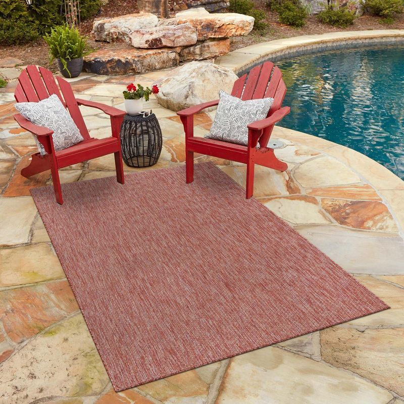 Rust Red Synthetic Flat Woven Rectangular Outdoor Rug 6' x 9'