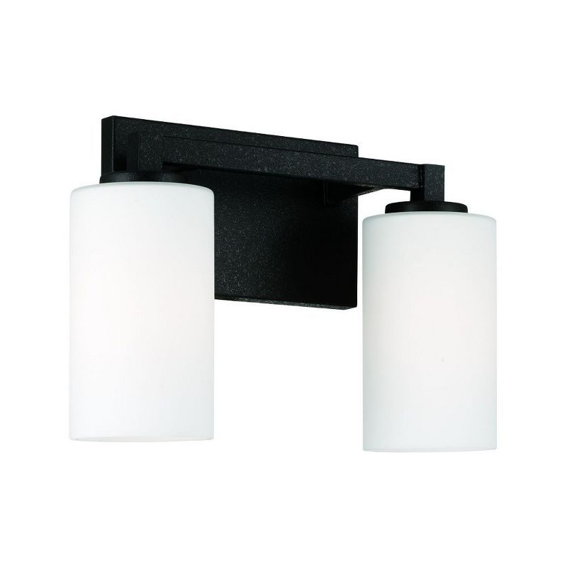 Ravenwood Black Iron 2-Light Vanity with Soft White Glass Shades