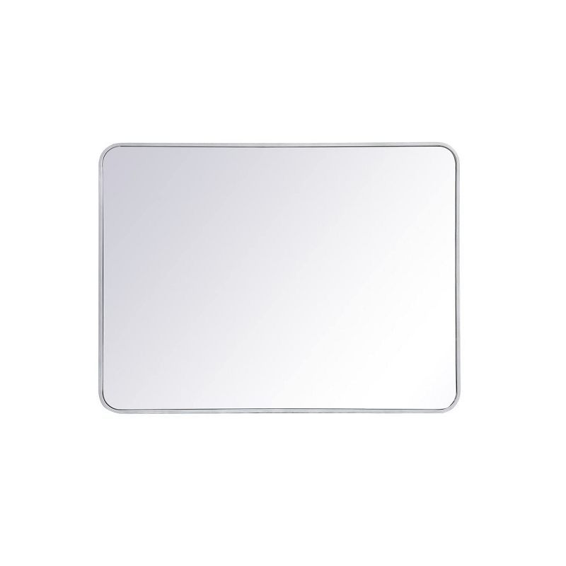 Evermore Contemporary 40x30 Silver Wood Vanity Mirror