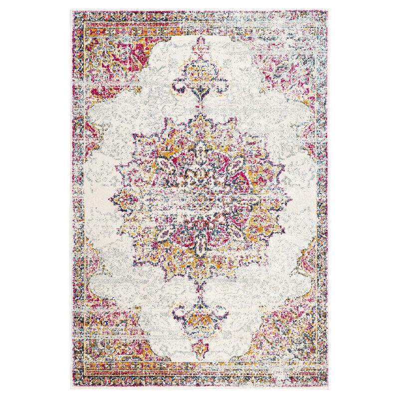 Pink Medallion 5' x 7' Synthetic Reversible Area Rug