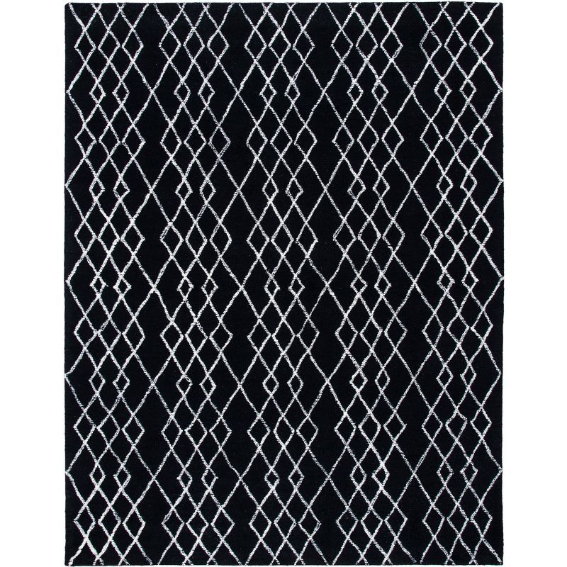 Black and Ivory Hand-Tufted Wool 8' x 10' Area Rug