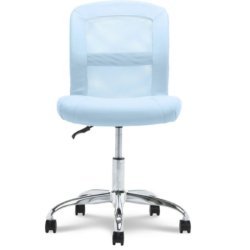 Ergonomic Sky Blue Faux Leather Low-Back Swivel Task Chair