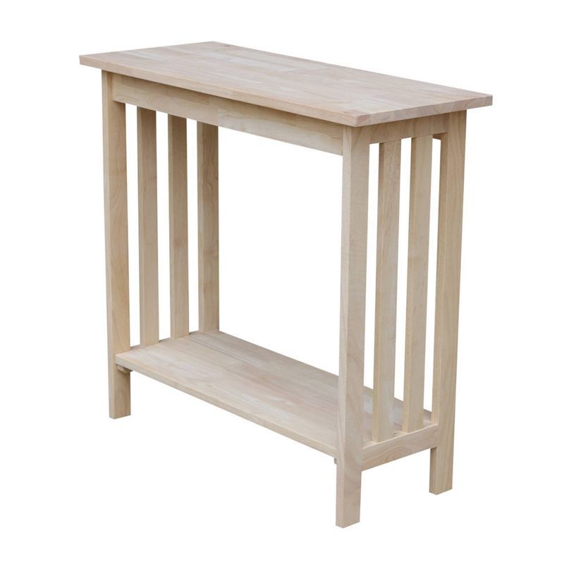 Unfinished Solid Wood Mission Entry Table with Shelf