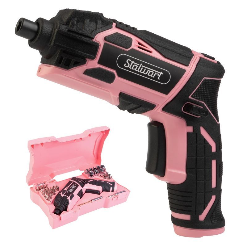 Stalwart Pink Cordless Electric Screwdriver Set with Hard Case