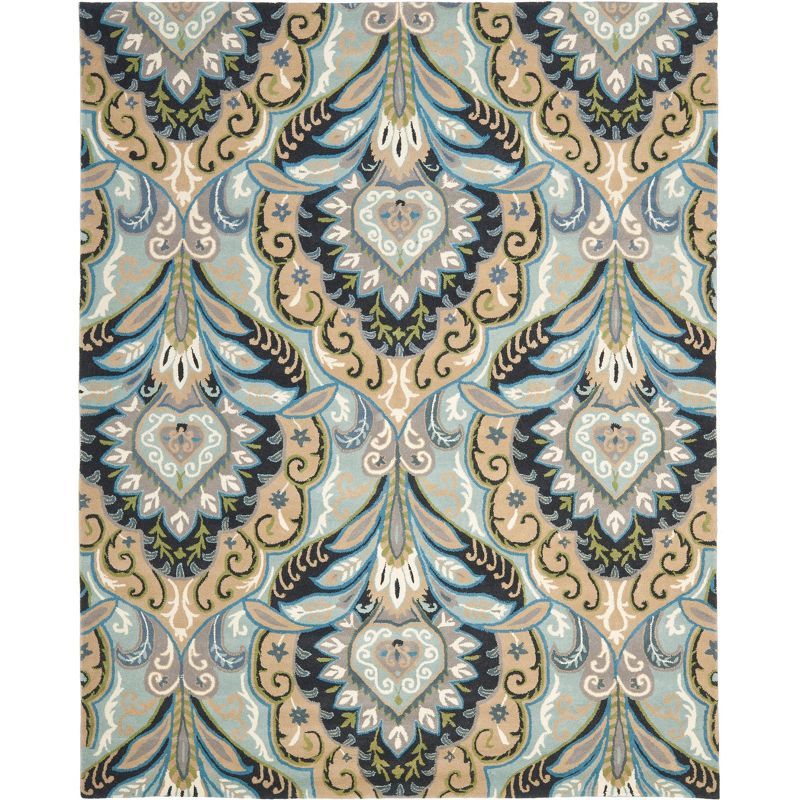 Hand-Tufted Blue and Beige Wool Area Rug