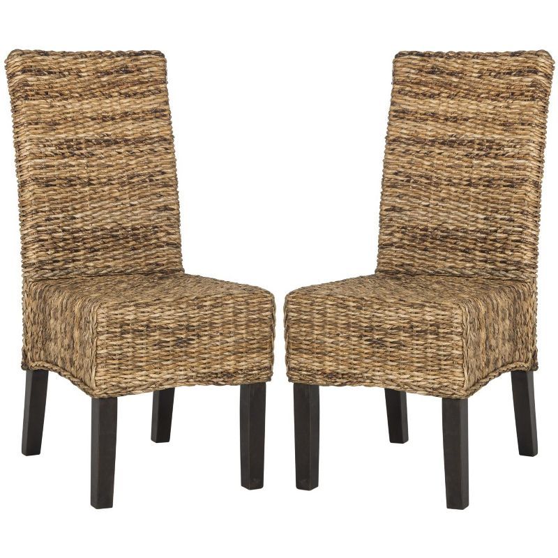 Transitional Woven Cane Side Chair in Natural Brown
