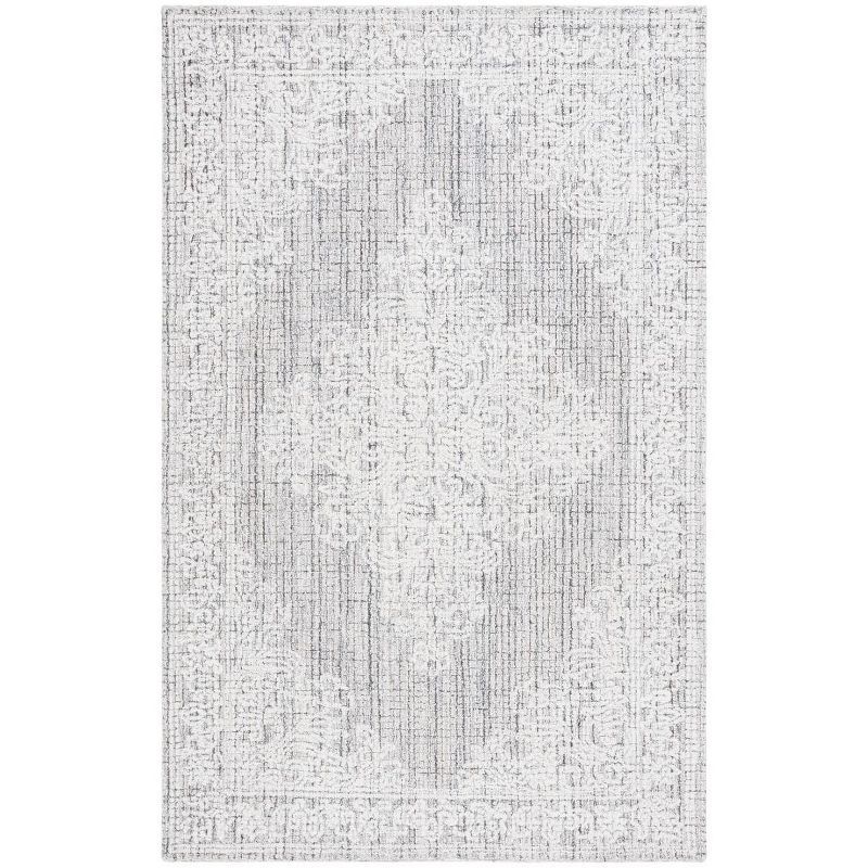 Ivory and Gray Tufted Wool 8' x 10' Area Rug