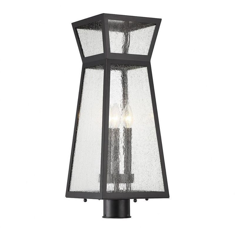 Millford Matte Black 3-Light Outdoor Post Lantern with Clear Seeded Glass