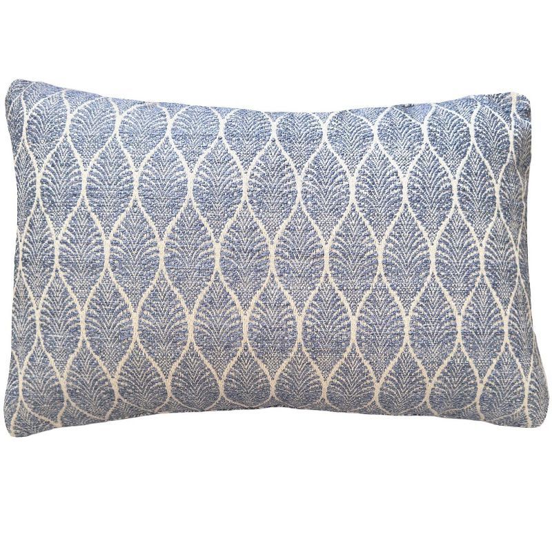 Indigo and White Floral Pattern Indoor Outdoor Pillow