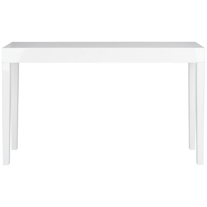 White Wood and Metal Rectangular Console Table with Storage