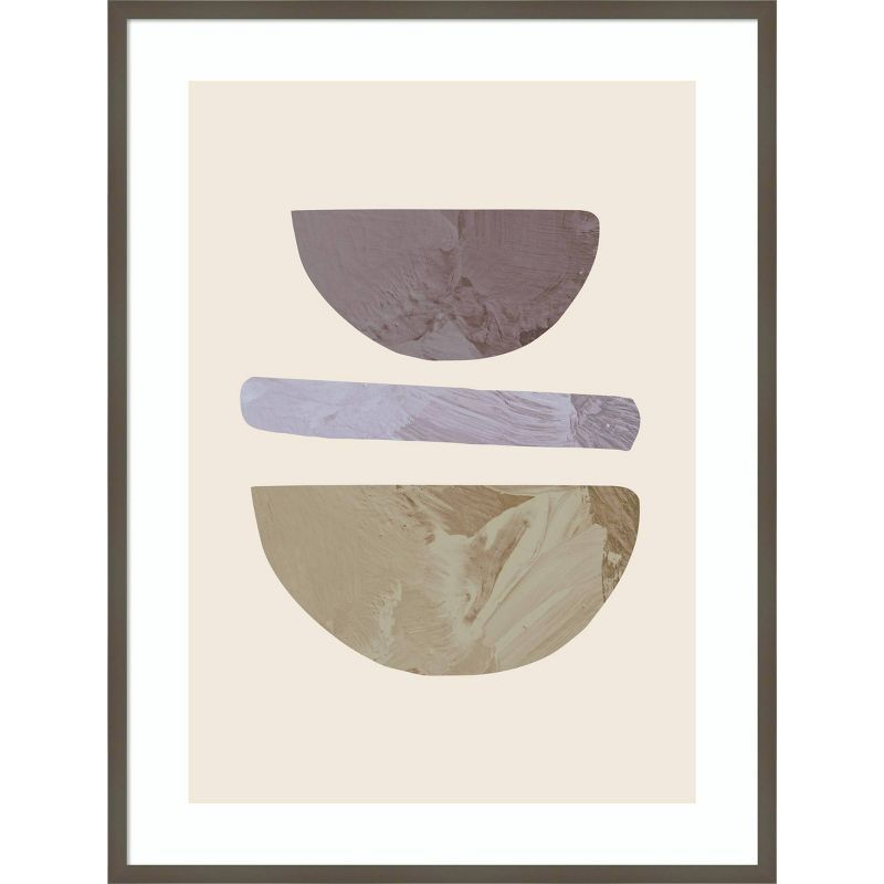 31" x 41" Abstract Beige and Brown Wood Framed Wall Art