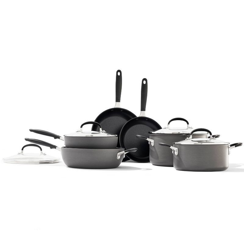 OXO 10-Piece Non-Stick Aluminum Cookware Set with Glass Lids