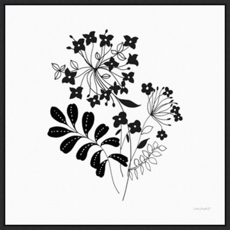 22" Black and White Botanical Canvas Framed Wall Art