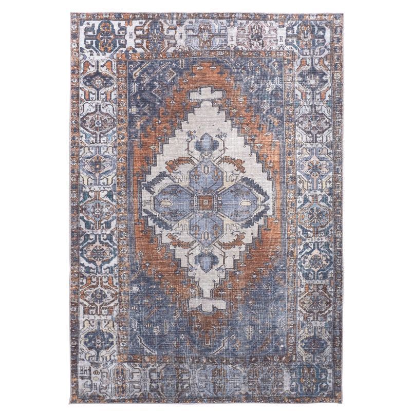 Percy Blue and Brown Rectangular Chenille Area Rug