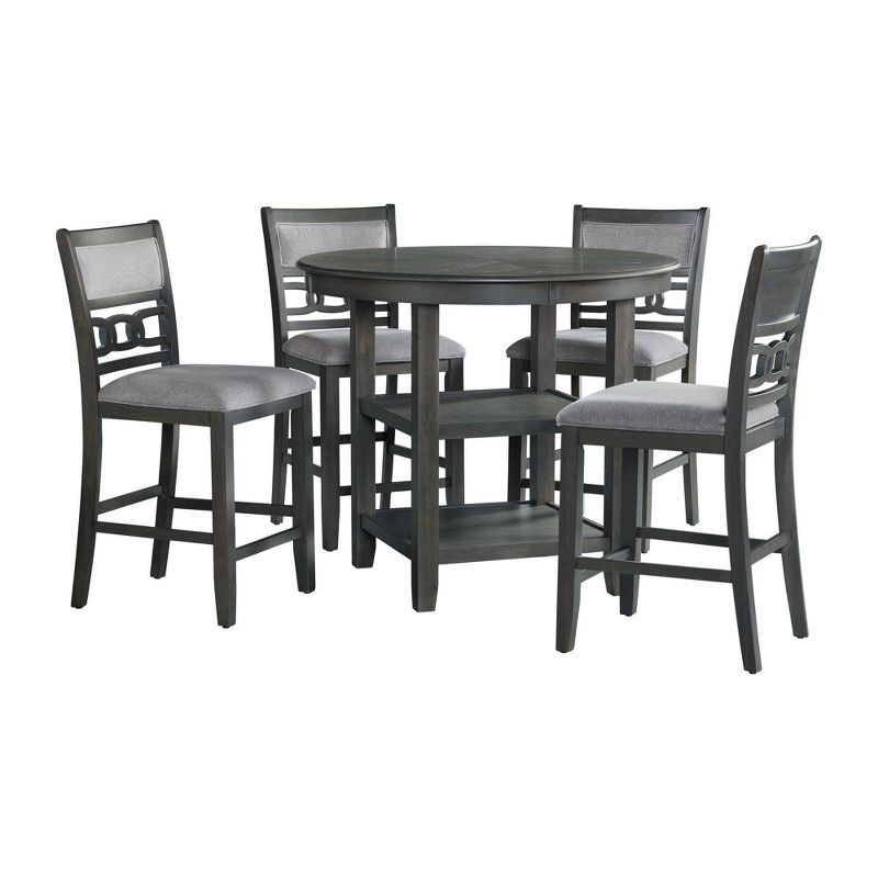 Gray Counter Height Dining Set with Faux Leather Chairs