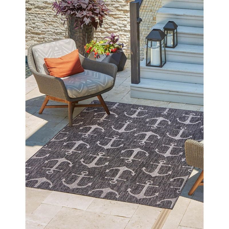 Charcoal 6' x 9' Easy-Care Outdoor Rectangular Rug