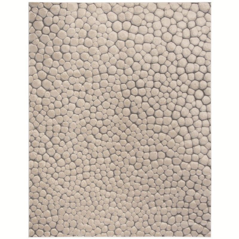 Beige Abstract Round Stain-Resistant Synthetic Area Rug