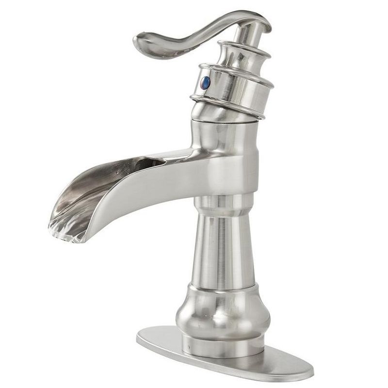 Brushed Nickel Single-Handle Waterfall Bathroom Faucet