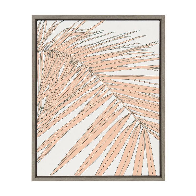 Sylvie Palms 18x24 Framed Canvas Wall Art in Gray