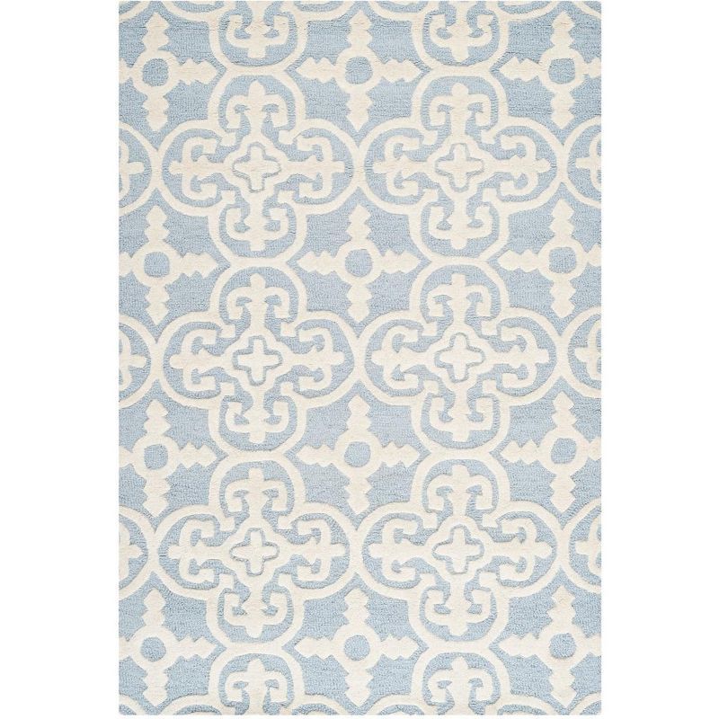 Hand-tufted Light Blue & Ivory Wool Round Rug