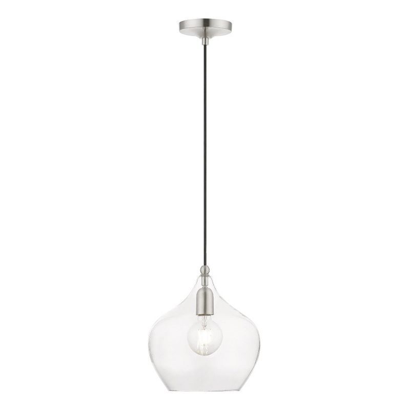 Aldrich Brushed Nickel Clear Glass Indoor/Outdoor Pendant Light