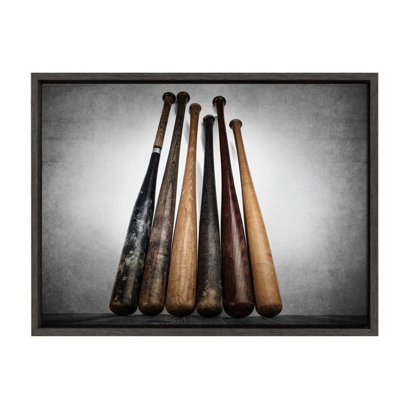 Vintage Baseball Bats Framed Canvas Wall Art for Kids