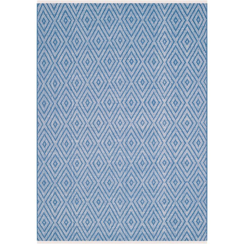 Coastal Charm Blue & Ivory Hand-Woven Cotton Area Rug - 5' x 8'