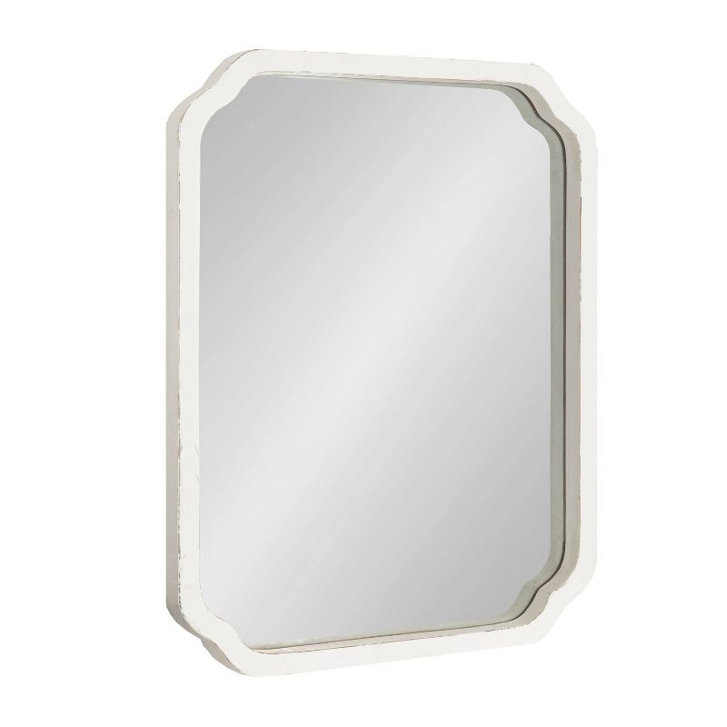 White Rectangular Solid Wood Bathroom Vanity Mirror