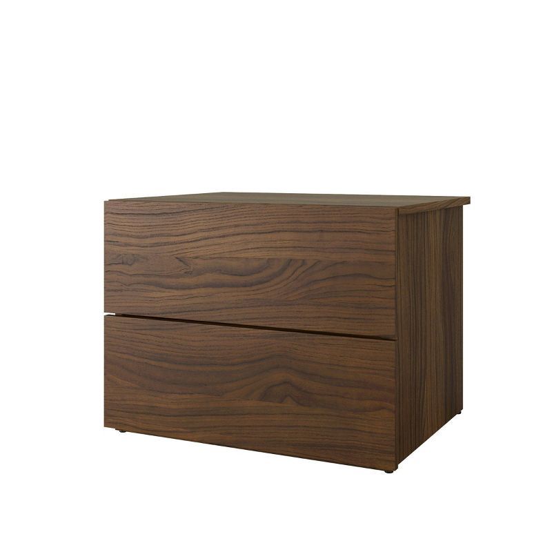 Modern Walnut Finish 2-Drawer Nightstand with Metal Slides