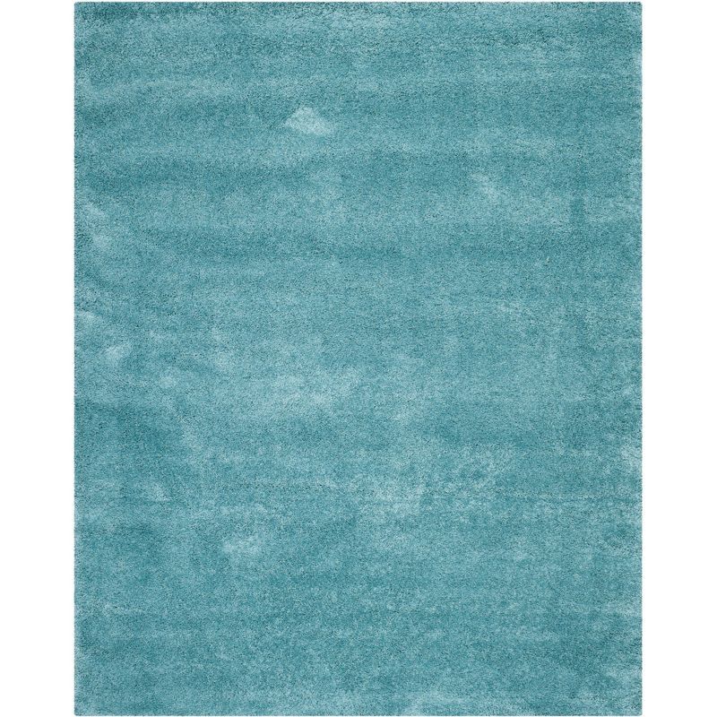 Reversible Aqua Blue Solid Shag Synthetic Rug 8' x 10'