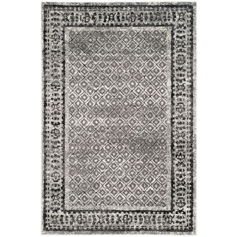 Ivory and Gray Floral Motif Rectangular Area Rug 6' x 9'