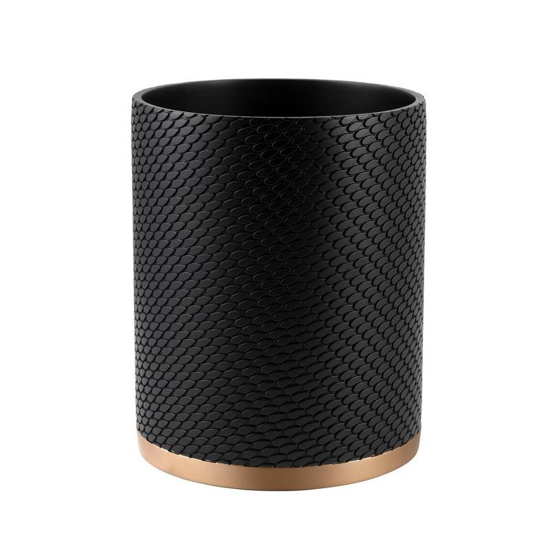 Black and Gold Textured Resin Wastebasket