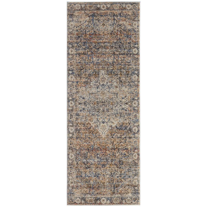 Kaia Light Blue and Warm Gray Stain-resistant Runner Rug