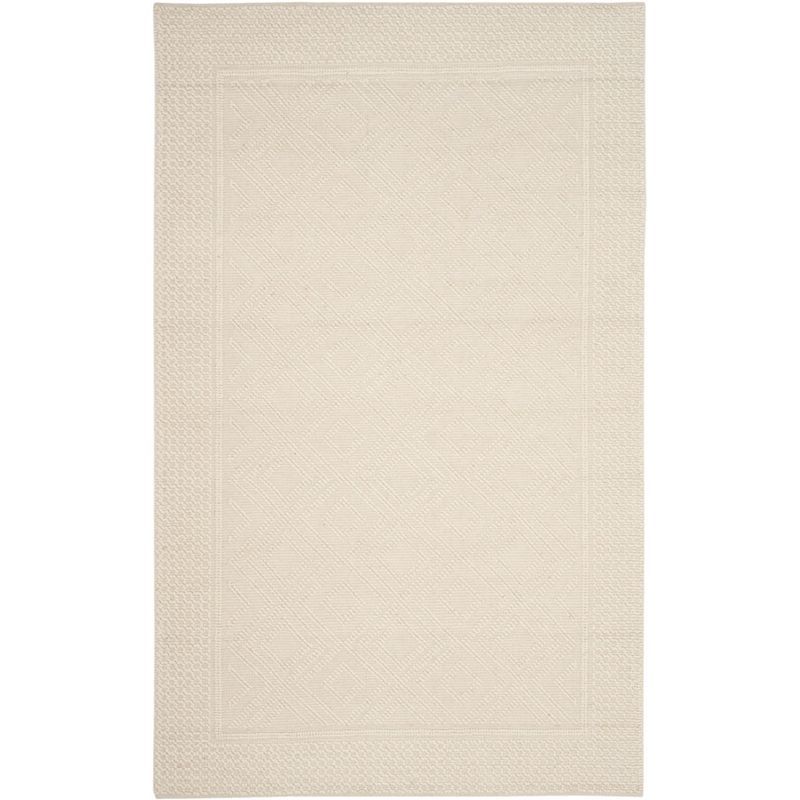 Ivory Rectangular Handmade Wool Tufted Area Rug