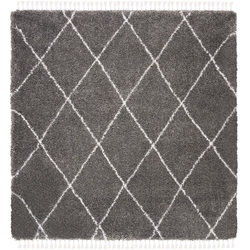 Luxurious Tribal Square Shag Rug in Gray - 79" Handmade & Stain-Resistant