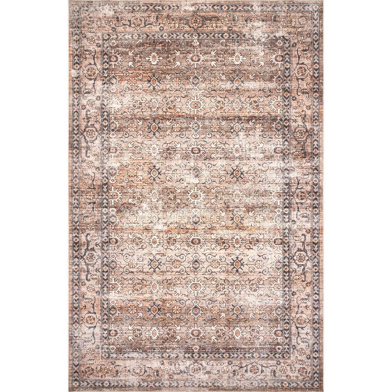 Myrtle Taupe 4' x 6' Vintage Washable Synthetic Area Rug