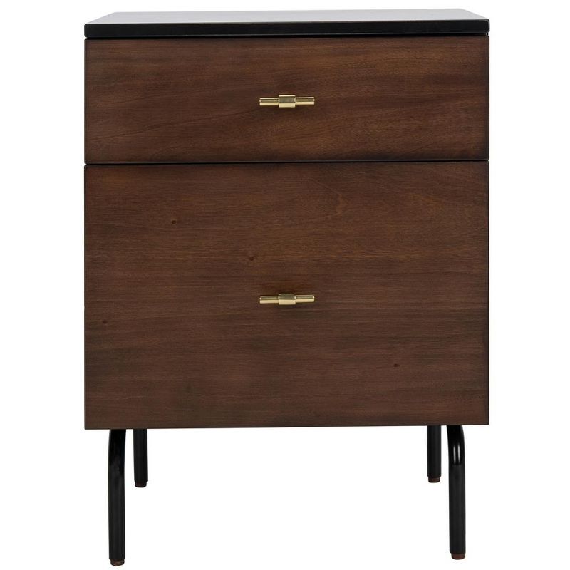 Transitional Walnut & Black Mahogany 2-Drawer Nightstand