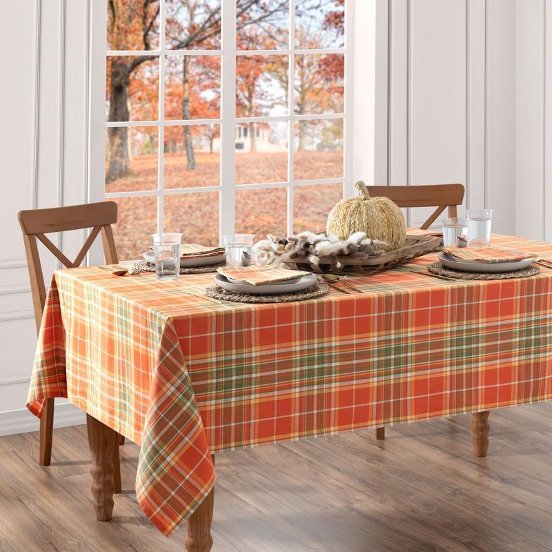 Hawley Plaid Harvest Cotton Tablecloth in Autumn Colors, 60x84