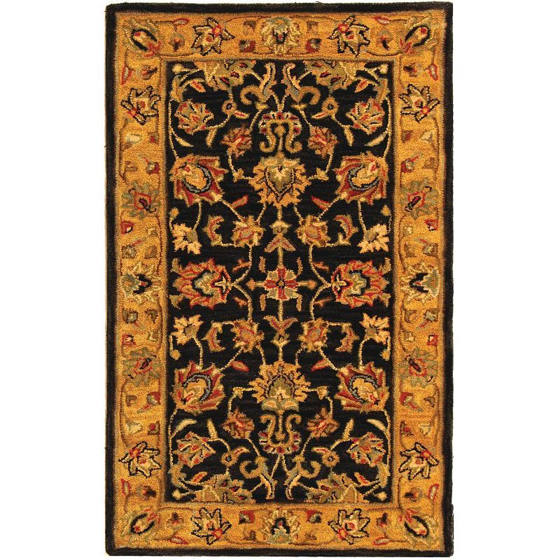 Elegant Heritage Charcoal and Gold 3' x 5' Hand-Tufted Wool Rug