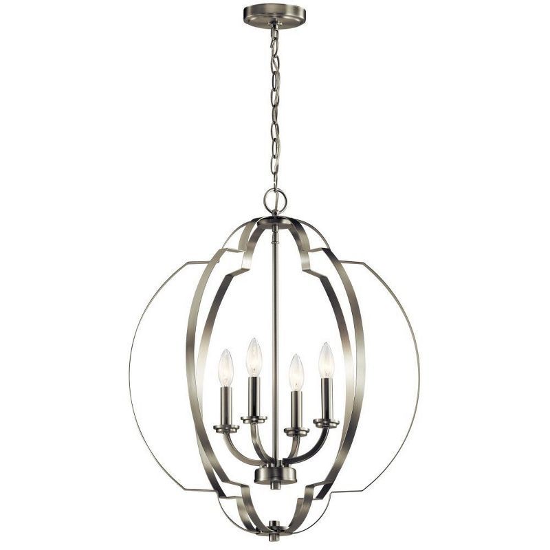 Classic Voleta 22" Wide 4-Light Cage Pendant in Brushed Nickel