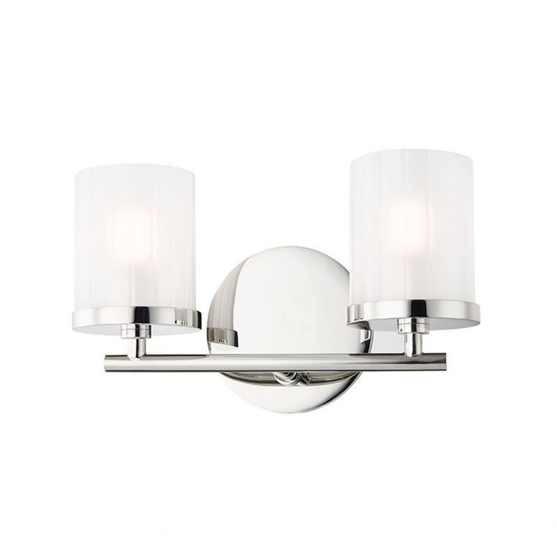 Polished Nickel 2-Light Vanity Sconce with Frosted Glass Shades