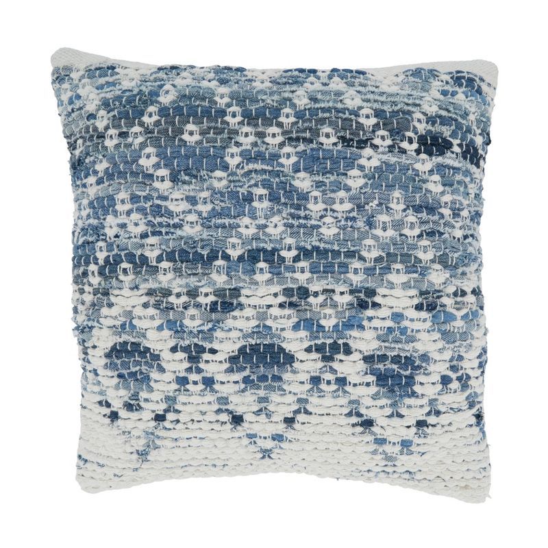 Blue Diamond Chindi Cotton Square Pillow Cover